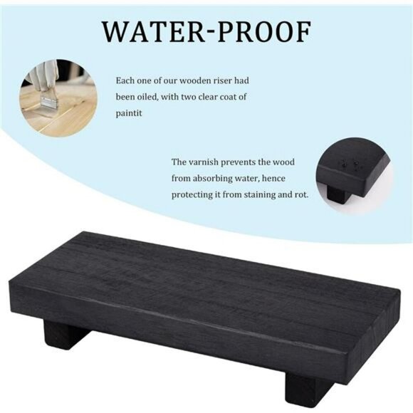 Wood Tray Pedestal Stand Farmhouse Bathroom Sink Vanity Soap Holder Black - Picture 5 of 8